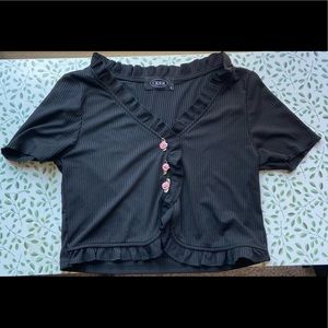 Black short sleeve crop top
